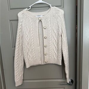Forever 21 Cream Cable Knit Cardigan